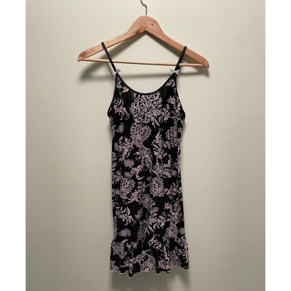 Vintage Studio Donatella Womens Slip Dress Small Black Floral Fairy Grunge Y2K